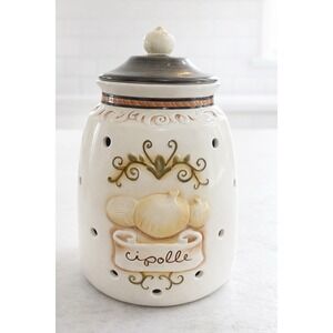 Grasslands Road Cipolle Ceramic Onion Storage Jar Vented Farmhouse